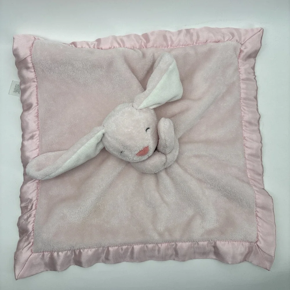 Carters Pink Bunny Plush Baby Blanket Satin Trim Back Security Lovey 2016 Toy